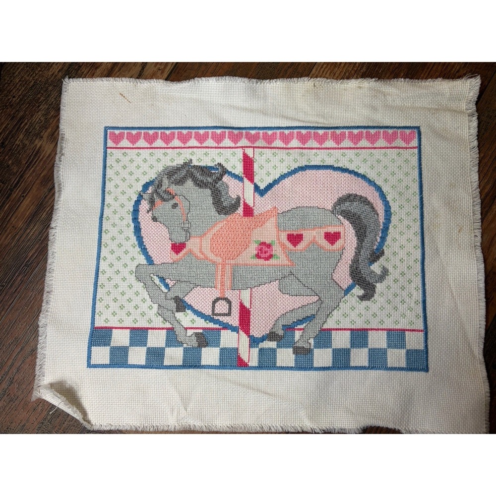 Sunset Carousel Prancer Counted Cross Stitch Kit Horse 3012 11x14 COMPLETED